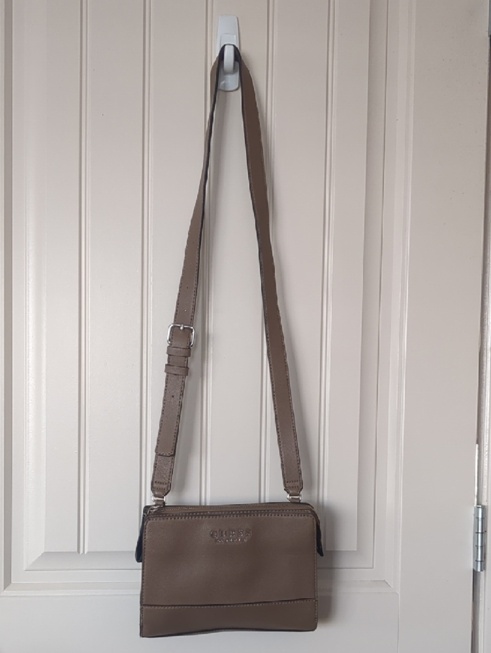 Guess Brown Leather-Look Crossbody Bag - Picture 2 of 12